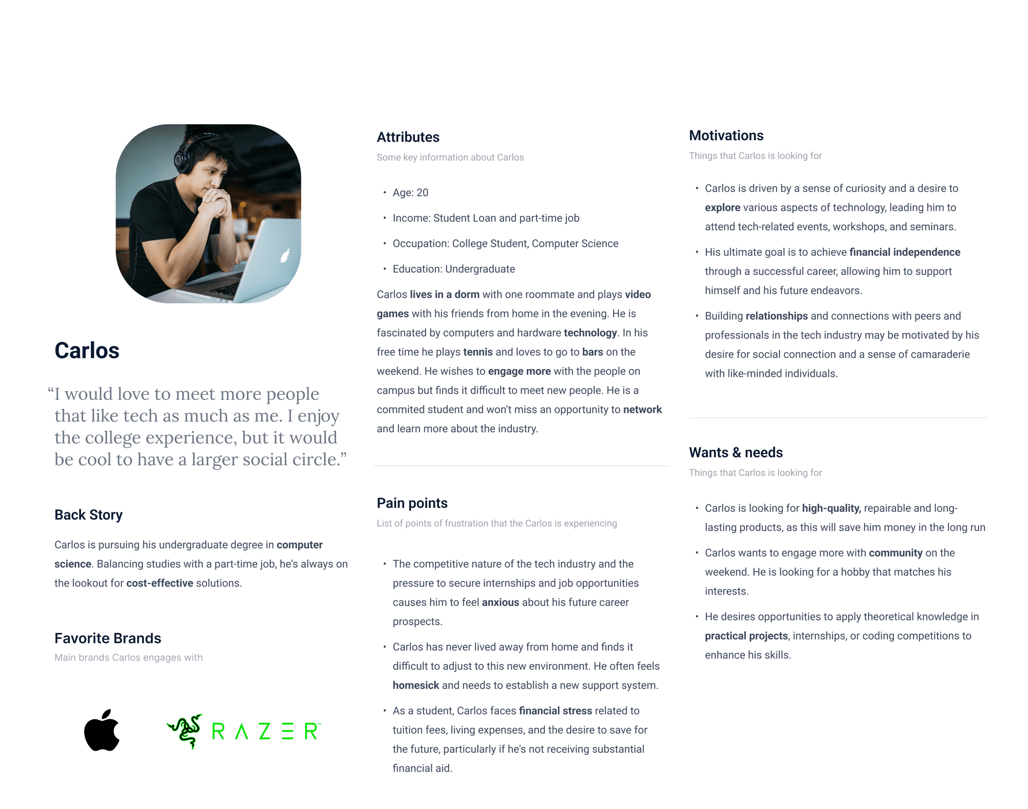 Carlos persona card